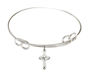 Cross Double Loop Bangle Bracelet - Sterling Silver Charm 2525SS