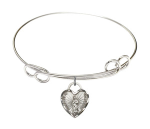 Our Lady of Guadalupe Heart Double Loop Bangle Bracelet - Sterling Silver Charm Our Lady of Guadalupe Heart Double Loop Bangle Bracelet - Sterling Silver Charm