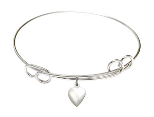 Heart Eye Hook Bangle Bracelet - Sterling Silver Charm (4158HSS)
