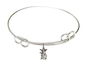 Littlest Angel Double Loop Bangle Bracelet - Sterling Silver Charm Littlest Angel Double Loop Bangle Bracelet - Sterling Silver Charm