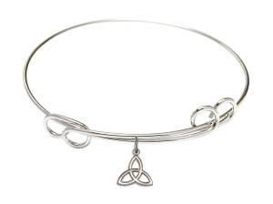 Trinity Irish Knot Double Loop Bangle Bracelet - Sterling Silver Charm Trinity Irish Knot Double Loop Bangle Bracelet - Sterling Silver Charm