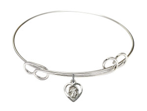 Guardian Angel Double Loop Bangle Bracelet - Sterling Silver Charm 5407SS Guardian Angel Double Loop Bangle Bracelet - Sterling Silver Charm 5407SS