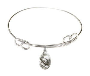 Madonna And Child Round Eye Hook Bangle Bracelet - Sterling