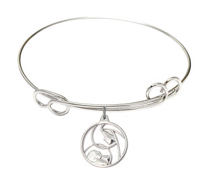 Madonna And Child Double Loop Bangle Bracelet - Sterling Silver Charm 6225SS Madonna And Child Double Loop Bangle Bracelet - Sterling Silver Charm 6225SS