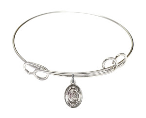 St Catherine of Siena Double Loop Bangle Bracelet - Sterling Silver Charm 9014SS St Catherine of Siena Double Loop Bangle Bracelet - Sterling Silver Charm 9014SS
