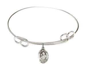 St Clare of Assisi Double Loop Bangle Bracelet - Sterling Silver Charm 9028SS St Clare of Assisi Double Loop Bangle Bracelet - Sterling Silver Charm 9028SS