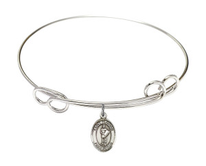 St Florian Double Loop Bangle Bracelet - Sterling Silver Charm 9034SS St Florian Double Loop Bangle Bracelet - Sterling Silver Charm 9034SS