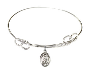 St Peregrine Laziosi Double Loop Bangle Bracelet - Sterling Silver Charm 9088SS St Peregrine Laziosi Double Loop Bangle Bracelet - Sterling Silver Charm 9088SS