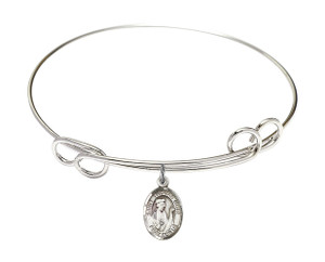 St Thomas More Double Loop Bangle Bracelet - Sterling Silver Charm 9109SS St Thomas More Double Loop Bangle Bracelet - Sterling Silver Charm 9109SS