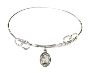 St Pio of Pietrelcina Double Loop Bangle Bracelet - Sterling Silver Charm 9125SS St Pio of Pietrelcina Double Loop Bangle Bracelet - Sterling Silver Charm 9125SS