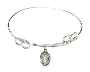 Our Lady of Peace Double Loop Bangle Bracelet - Sterling Silver Charm 9245SS Our Lady of Peace Double Loop Bangle Bracelet - Sterling Silver Charm 9245SS
