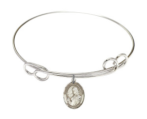 St Finnian of Clonard Double Loop Bangle Bracelet - Sterling Silver Charm 9308SS St Finnian of Clonard Double Loop Bangle Bracelet - Sterling Silver Charm 9308SS