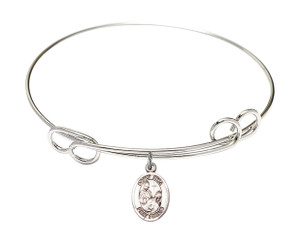 St Fina Double Loop Bangle Bracelet - Sterling Silver Charm 9364SS