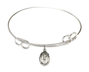 St Philip Neri Double Loop Bangle Bracelet - Sterling Silver Charm 9369SS
