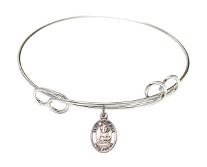 St Honorius of Amiens Double Loop Bangle Bracelet - Sterling Silver Charm 9376SS