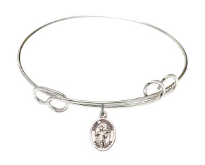 St Theodore Stratelates Double Loop Bangle Bracelet - Sterling Silver Charm 9415SS