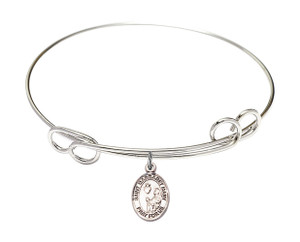 St Margaret Mary Alacoque Double Loop Bangle Bracelet - Sterling Silver Charm 9420SS St Margaret Mary Alacoque Double Loop Bangle Bracelet - Sterling Silver Charm 9420SS
