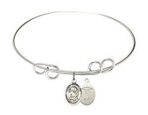 St Camillus of Lellis - Doctors Double Loop Bangle Bracelet - Sterling Silver Charm St Camillus of Lellis - Doctors Double Loop Bangle Bracelet - Sterling Silver Charm