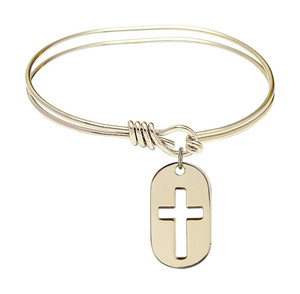 Cross Dog Tag Eye Hook Bangle Bracelet - Gold-Filled Charm 0111DTGF Cross Dog Tag Eye Hook Bangle Bracelet - Gold-Filled Charm 0111DTGF