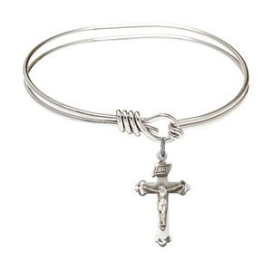 Crucifix Eye Hook Bangle Bracelet - Sterling Silver Charm 0669SS Crucifix Eye Hook Bangle Bracelet - Sterling Silver Charm 0669SS