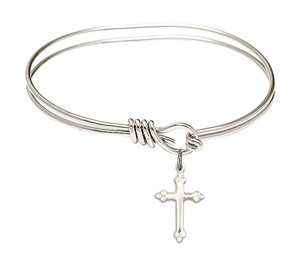 Cross Charm Eye Hook Bangle Bracelet - Sterling Silver Charm 4158CSS Cross Charm Eye Hook Bangle Bracelet - Sterling Silver Charm 4158CSS