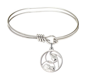 Madonna And Child Eye Hook Bangle Bracelet - Sterling Silver Charm 6225SS Madonna And Child Eye Hook Bangle Bracelet - Sterling Silver Charm 6225SS
