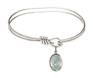 St Christopher - Surfing Round Eye Hook Bangle Bracelet - Sterling Silver  Charm - 6.25 Inch (9184SS)