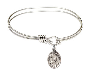 St Damien of Molokai Eye Hook Bangle Bracelet - Sterling Silver Charm 9412SS St Damien of Molokai Eye Hook Bangle Bracelet - Sterling Silver Charm 9412SS