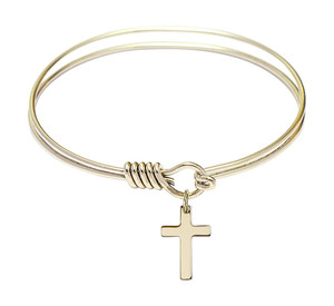 Cross Round Eye Hook Bangle Bracelet - Gold-Filled Charm - 6.25 Inch 0111YGF Cross Round Eye Hook Bangle Bracelet - Gold-Filled Charm - 6.25 Inch 0111YGF