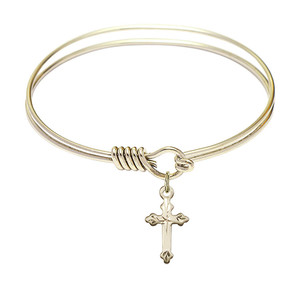 Cross Round Eye Hook Bangle Bracelet - Gold-Filled Charm - 6.25 Inch 2531GF Cross Round Eye Hook Bangle Bracelet - Gold-Filled Charm - 6.25 Inch 2531GF