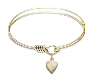 Heart Round Eye Hook Bangle Bracelet - Gold-Filled Charm - 6.25 Inch 4158HGF Heart Round Eye Hook Bangle Bracelet - Gold-Filled Charm - 6.25 Inch 4158HGF