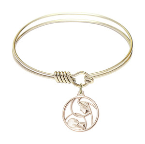 Madonna And Child Round Eye Hook Bangle Bracelet - Gold-Filled Charm - 6.25 Inch 6225GF Madonna And Child Round Eye Hook Bangle Bracelet - Gold-Filled Charm - 6.25 Inch 6225GF