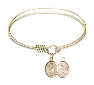 St Christopher - Air Force Round Eye Hook Bangle Bracelet - Gold-Filled Charm - 6.25 Inch 9022GF1 St Christopher - Air Force Round Eye Hook Bangle Bracelet - Gold-Filled Charm - 6.25 Inch 9022GF1
