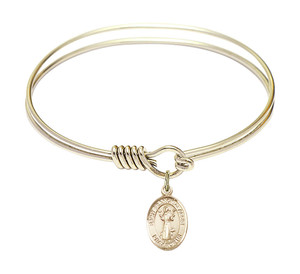 St Francis of Assisi Round Eye Hook Bangle Bracelet - Gold-Filled Charm - 6.25 Inch 9036GF St Francis of Assisi Round Eye Hook Bangle Bracelet - Gold-Filled Charm - 6.25 Inch 9036GF