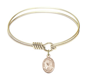 St Marcellin Champagnat Round Eye Hook Bangle Bracelet - Gold-Filled Charm - 6.25 Inch 9131GF