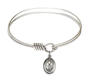 Confirmation Round Eye Hook Bangle Bracelet - Sterling Silver Charm - 6.25 Inch 0973SS Confirmation Round Eye Hook Bangle Bracelet - Sterling Silver Charm - 6.25 Inch 0973SS