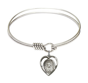 Scapular Round Eye Hook Bangle Bracelet - Sterling Silver Charm - 6.25 Inch 4126SS