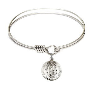 Our Lady of Guadalupe Round Eye Hook Bangle Bracelet - Sterling Silver Charm - 6.25 Inch 4228SS Our Lady of Guadalupe Round Eye Hook Bangle Bracelet - Sterling Silver Charm - 6.25 Inch 4228SS