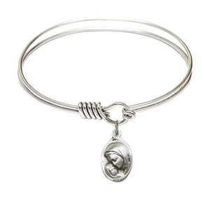 Madonna And Child Round Eye Hook Bangle Bracelet - Sterling Silver Charm - 6.25 Inch 5447SS Madonna And Child Round Eye Hook Bangle Bracelet - Sterling Silver Charm - 6.25 Inch 5447SS