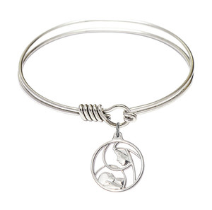 Madonna And Child Round Eye Hook Bangle Bracelet - Sterling Silver Charm - 6.25 Inch 6225SS Madonna And Child Round Eye Hook Bangle Bracelet - Sterling Silver Charm - 6.25 Inch 6225SS
