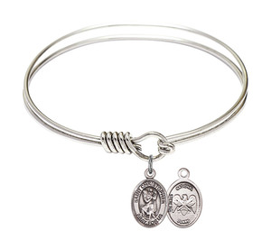 St Christopher - NatL Guard Round Eye Hook Bangle Bracelet - Sterling Silver Charm - 6.25 Inch 9022SS5 St Christopher - NatL Guard Round Eye Hook Bangle Bracelet - Sterling Silver Charm - 6.25 Inch 9022SS5