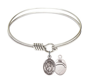 St Christopher - Paratroopers Round Eye Hook Bangle Bracelet - Sterling Silver Charm - 6.25 Inch 9022SS7 St Christopher - Paratroopers Round Eye Hook Bangle Bracelet - Sterling Silver Charm - 6.25 Inch 9022SS7