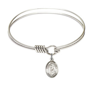St Margaret Mary Alacoque Round Eye Hook Bangle Bracelet - Sterling Silver Charm - 6.25 Inch 9072SS St Margaret Mary Alacoque Round Eye Hook Bangle Bracelet - Sterling Silver Charm - 6.25 Inch 9072SS