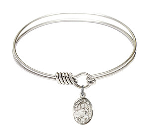 St Martin De Porres Round Eye Hook Bangle Bracelet - Sterling Silver Charm - 6.25 Inch 9089SS St Martin De Porres Round Eye Hook Bangle Bracelet - Sterling Silver Charm - 6.25 Inch 9089SS