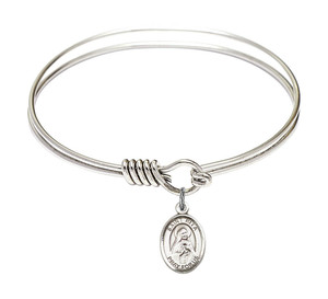 St Ritan of Cascia Round Eye Hook Bangle Bracelet - Sterling Silver Charm - 6.25 Inch 9094SS