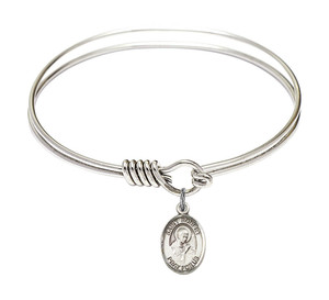 St Robert Bellarmine Round Eye Hook Bangle Bracelet - Sterling Silver Charm - 6.25 Inch 9096SS St Robert Bellarmine Round Eye Hook Bangle Bracelet - Sterling Silver Charm - 6.25 Inch 9096SS