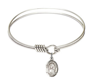 Our Lady of La Vang Round Eye Hook Bangle Bracelet - Sterling Silver Charm - 6.25 Inch 9115SS Our Lady of La Vang Round Eye Hook Bangle Bracelet - Sterling Silver Charm - 6.25 Inch 9115SS
