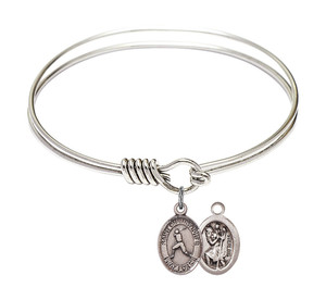 St Christopher - Baseball Round Eye Hook Bangle Bracelet - Sterling Silver Charm - 6.25 Inch 9150SS St Christopher - Baseball Round Eye Hook Bangle Bracelet - Sterling Silver Charm - 6.25 Inch 9150SS