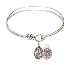 St Sebastian - Track And Field Round Eye Hook Bangle Bracelet - Sterling Silver Charm - 6.25 Inch 9176SS St Sebastian - Track And Field Round Eye Hook Bangle Bracelet - Sterling Silver Charm - 6.25 Inch 9176SS