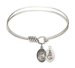 Our Lady of Mount Carmel Round Eye Hook Bangle Bracelet - Sterling Silver Charm - 6.25 Inch 9243SS Our Lady of Mount Carmel Round Eye Hook Bangle Bracelet - Sterling Silver Charm - 6.25 Inch 9243SS